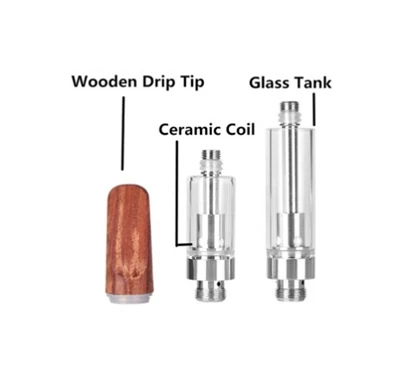 Sfat de picurare din lemn Silver Cartuș CBD reumple, 510 șurub cu filet atomizor de scurgere cu 1,2ohm bobină ceramică pentru cutia de baterie Mod & CBD/Pen de ulei gros (Pen de ulei de ulei (de unică folosință, 1,0 ml, fără nicotină)